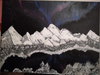 Œuvre contemporaine nommée « Nuit enneigée sur la montagne », Réalisée par LA GALERIE DE KATE