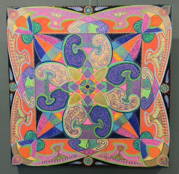 Œuvre contemporaine nommée « Mandala au coeur de Lotus », Réalisée par MYCY