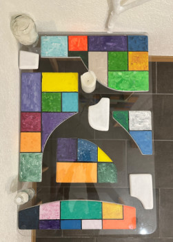 Œuvre contemporaine nommée « Patchwork Table », Réalisée par ROMROS