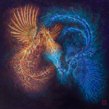 Œuvre contemporaine nommée « Le cœur entre deux feux », Réalisée par LE DAUPHIN
