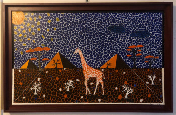 Œuvre contemporaine nommée « Mozakik Girafe ( l' étrange Orange ) », Réalisée par FRANK