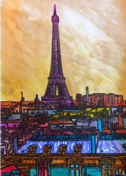 Œuvre contemporaine nommée « Eiffel Tower Paris 2 », Réalisée par ERIC ERIC