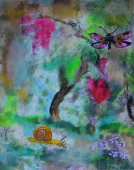 Œuvre contemporaine nommée « La balade de l'escargot, grand format. », Réalisée par MITRA SHAHKAR