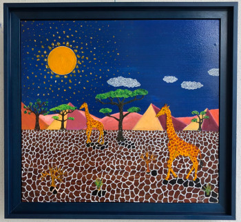 Œuvre contemporaine nommée « Mozahik Girafes ( Naïves ) », Réalisée par FRANK