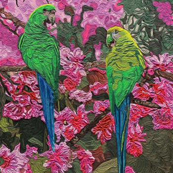 Œuvre contemporaine nommée « Amor Parrots », Réalisée par ELIANA FLOR