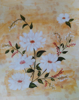 Œuvre contemporaine nommée « Fleurs blanches », Réalisée par L'ATELIER DE SOPHIE D.