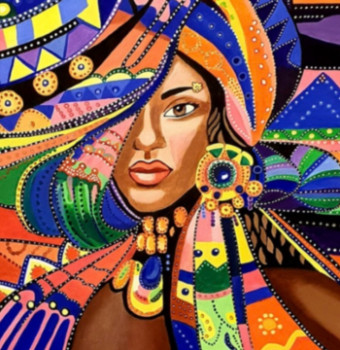 Œuvre contemporaine nommée « L africaine », Réalisée par LINA ROY ARTISTE
