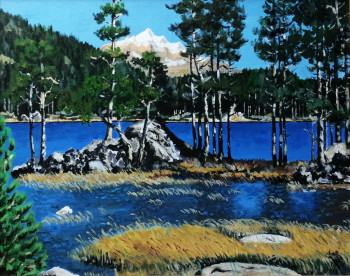 Œuvre contemporaine nommée « Un lac dans les Pyrénées », Réalisée par ANDRé FEODOROFF