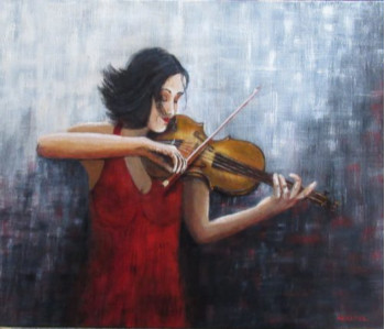 Œuvre contemporaine nommée « La violoniste », Réalisée par PATRICIA BRETEL