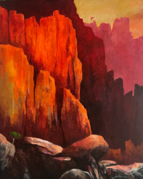 Œuvre contemporaine nommée « Rouge calanques », Réalisée par JODEAU