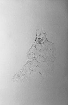 Œuvre contemporaine nommée « homme assis sur son fauteuil 1 », Réalisée par PASTOR-BOINAY