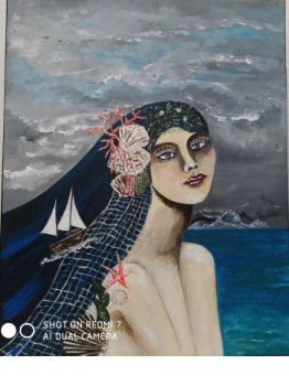 Œuvre contemporaine nommée « Jeune sirène au bord de l'eau », Réalisée par CHRISTINE STADLER