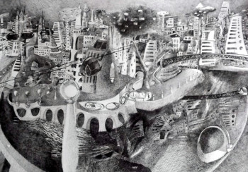Œuvre contemporaine nommée « la cité enchanté », Réalisée par DIMITRI B -BD