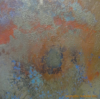 Œuvre contemporaine nommée « TABLEAU OR BLEU ET ORANGE - PEINTURE ACRYLIQUE SUR TOILE », Réalisée par ASGRAPHE2023