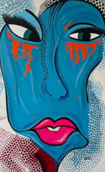 Œuvre contemporaine nommée « Autoportrait d'une artiste pendant le COVID 19n ( Vendue) », Réalisée par ROSE MARY VALLAS