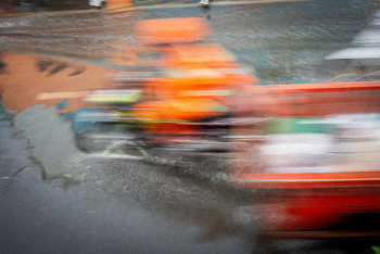 Œuvre contemporaine nommée « Saigon Trafic urbain saison des pluie », Réalisée par DAVID.B