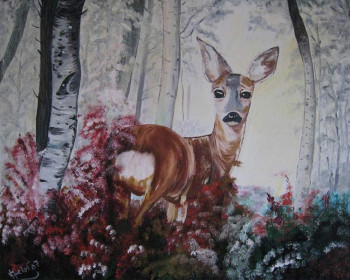 Œuvre contemporaine nommée « BICHE EN HIVER », Réalisée par AMELIE AMELOT