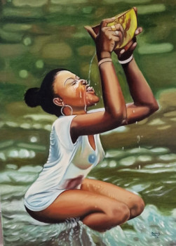 Œuvre contemporaine nommée « Coconut girl », Réalisée par SAM LE PEINTRE