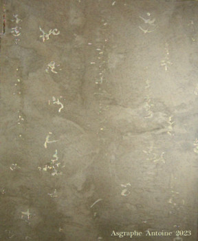 Œuvre contemporaine nommée « CREATION SUR PORTE DE FRIGIDAIRE - DECORATION OR ET SIGNES », Réalisée par ASGRAPHE2023