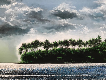 Œuvre contemporaine nommée « Fin de journée à Raiatea », Réalisée par ANNE AMOUROUX