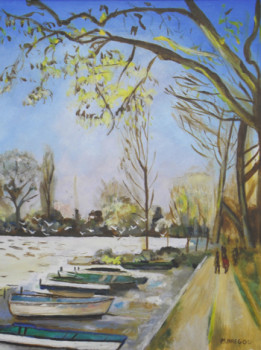 Œuvre contemporaine nommée « lac d'enghien l'hiver », Réalisée par MIREILLE BREGOU