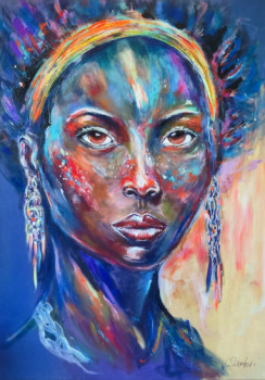 Œuvre contemporaine nommée « Femme africaine, art déco », Réalisée par CLICKART+