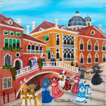 Œuvre contemporaine nommée « Le Carnaval de Venise/The Venice Carnival », Réalisée par YOLANDE SALMON-DUVAL