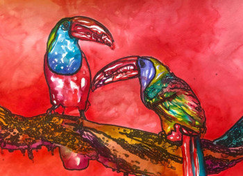 Œuvre contemporaine nommée « Les Toucans 2 », Réalisée par ERIC ERIC