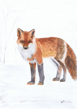Œuvre contemporaine nommée « The fox ( 40X50cm avec passe-partout) », Réalisée par MIHA