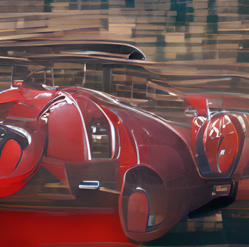 Œuvre contemporaine nommée « BUGATTI ROUGE », Réalisée par KABè