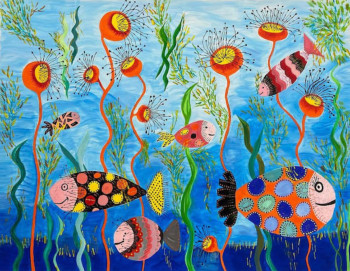Œuvre contemporaine nommée « Comme un poisson...(VENDU) », Réalisée par MARADI ART MARILYN MATHURIN