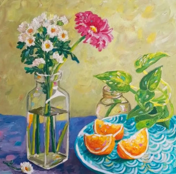 Œuvre contemporaine nommée « Vase et orange », Réalisée par LAYAL DALALE