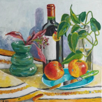 Œuvre contemporaine nommée « pommes et vin », Réalisée par LAYAL DALALE