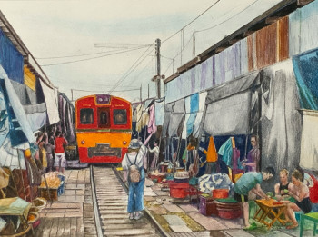 Œuvre contemporaine nommée « Transport en étale dés commerces », Réalisée par JACQUES TAFFOREAU