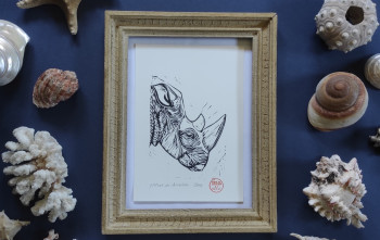 Œuvre contemporaine nommée « Portrait de rhinocéros », Réalisée par BYMAELLECREATION