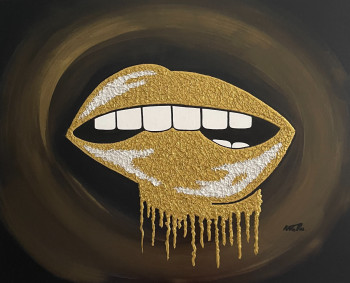 Œuvre contemporaine nommée « Plaisir et Gourmandise " Golden desire" ( Vendue) », Réalisée par ROSE MARY VALLAS