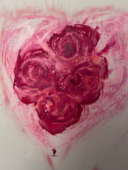 Œuvre contemporaine nommée « Cœur de roses », Réalisée par SP