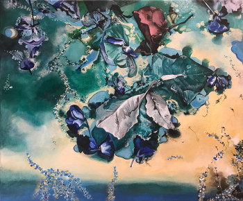 Œuvre contemporaine nommée « Fleurs dans la piscine », Réalisée par ANNE AMOUROUX
