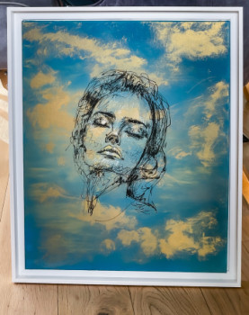 Œuvre contemporaine nommée « La tête dans les nuages », Réalisée par LES TABLEAUX DE LILY