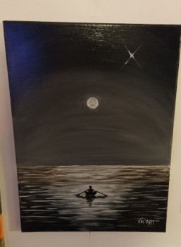 Œuvre contemporaine nommée « Seul pleine lune », Réalisée par VAL'ART