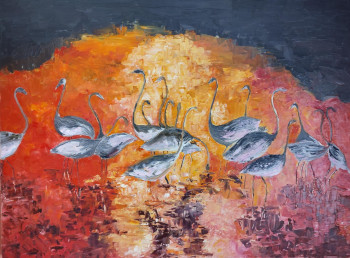 Œuvre contemporaine nommée « Les flamants roses », Réalisée par MARIE-LAURE TOURNIER