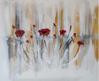 Œuvre contemporaine nommée « Fleurs rouges », Réalisée par MARIE-LAURE TOURNIER