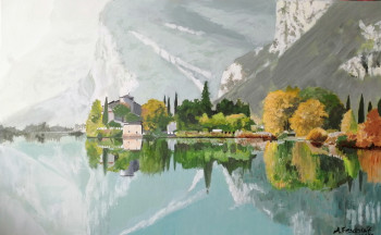 Œuvre contemporaine nommée « Un lac italien », Réalisée par ANDRé FEODOROFF