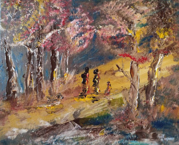 Œuvre contemporaine nommée « Sentier en automne », Réalisée par MARIE-LAURE TOURNIER