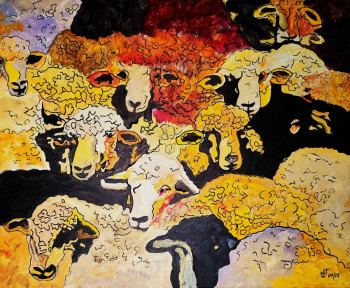 Œuvre contemporaine nommée « Le troupeau de moutons », Réalisée par MARIE-LAURE TOURNIER