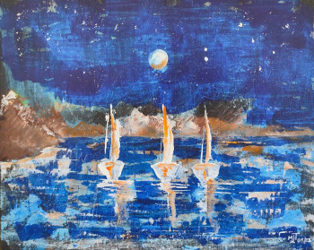 Œuvre contemporaine nommée « Clair de lune sur la mer », Réalisée par MARIE-LAURE TOURNIER