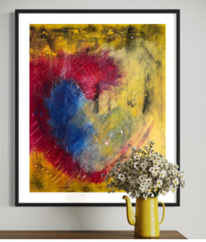 Œuvre contemporaine nommée « Blue heart », Réalisée par KARTISTE