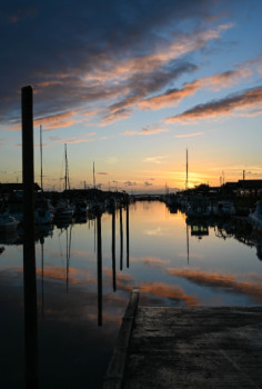 Œuvre contemporaine nommée « Coucher de soleil sur le port d'Andernos », Réalisée par MARIE LABARTHE-PON