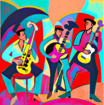 Œuvre contemporaine nommée « Colorful jazz band 2 », Réalisée par DORON B