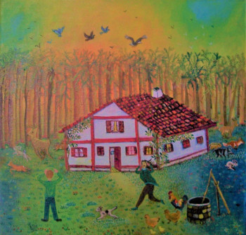 Œuvre contemporaine nommée « Panique (Incendie dans les Landes) », Réalisée par KATIA HUIDOBRO-MARAIS